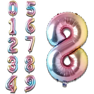 Fun Town Solid Multicolor 8 Number Foil Balloons 32