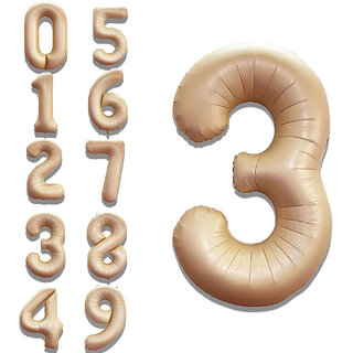 Fun Town Solid Beige 3 Number Foil Balloons 32