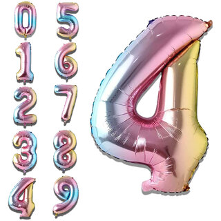 Fun Town Solid Multicolor 4 Number Foil Balloons 32