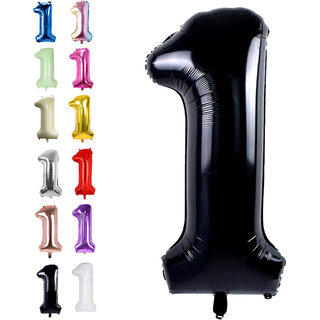 Fun Town Solid Black 1/one Number Foil Balloons 32