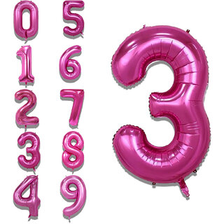Fun Town Solid Pink 3 Number Foil Balloons 32