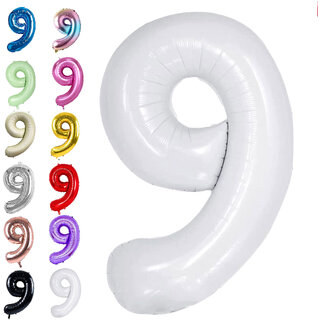 Fun Town Solid White 9th Number Foil Balloons 32