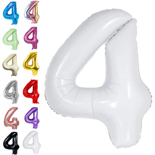 Fun Town Solid White 4 Number Foil Balloons 32