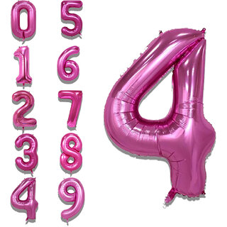 Fun Town Solid Pink 4 Number Foil Balloons 32