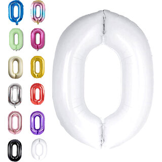 Fun Town Solid White 0 zero Number Foil Balloons 32