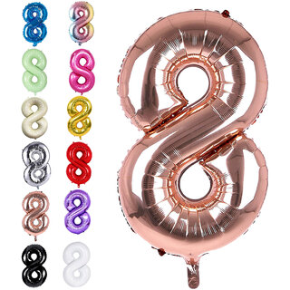 Fun Town Solid Rose Gold 8 Number Foil Balloons 32