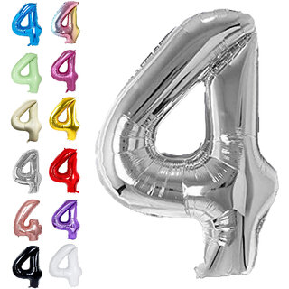 Fun Town Solid Silver 4 Number Foil Balloons 32