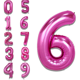 Fun Town Solid Pink 6 Number Foil Balloons 32