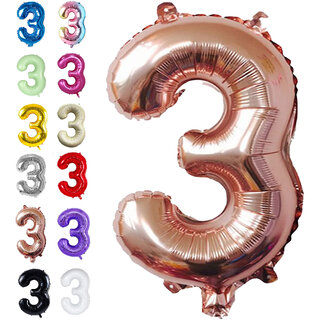 Fun Town Solid Rose Gold 3rd Number Foil Balloons 32