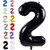 Fun Town Solid Black 2/two Number Foil Balloons 32