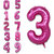 Fun Town Solid Pink 3 Number Foil Balloons 32