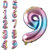 Fun Town Solid Multicolor 9 Number Foil Balloons 32