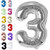 Fun Town Solid Silver 3 Number Foil Balloons 32
