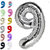 Fun Town Solid Silver 9 Number Foil Balloons 32
