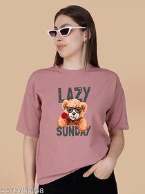 Wexam Style Women Pink Printed Round Neck Short Sleeve Top