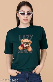 Wexam Style Women Green Printed Round Neck Short Sleeve Top