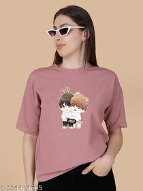 Wexam Style Women Pink Printed Round Neck Short Sleeve Top