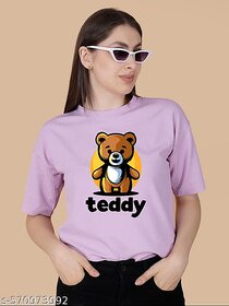 Wexam Style Women Lavender Printed Round Neck Short Sleeve Top