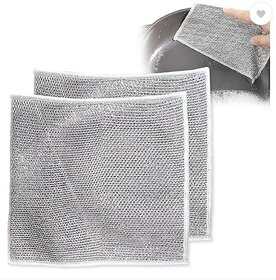 Multipurpose Wire Dishwashing Rags for Wet and Dry Stainless Steel Scrubber Non-Scratch Wire cloth Set of 4 PCs