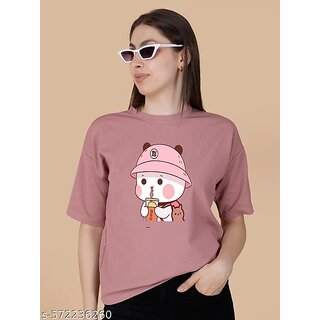 Wexam Style Women Pink Printed Round Neck Short Sleeve Top