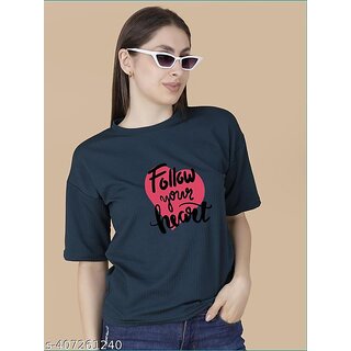 Wexam Style Women Green Printed Round Neck Short Sleeve Top