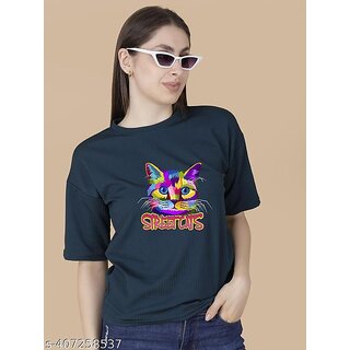 Wexam Style Women Green Printed Round Neck Short Sleeve Top