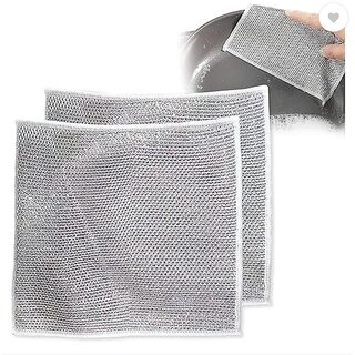 Multipurpose Wire Dishwashing Rags for Wet and Dry Stainless Steel Scrubber Non-Scratch Wire cloth Set of 4 PCs