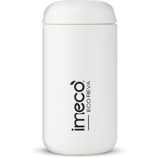 IMECO ECO REVA Capsule Shaped Stainless Steel Water Bottle Leak-Proof, BPA-Free (400 ml, White)