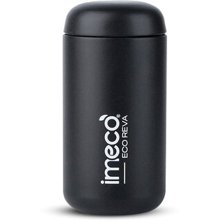IMECO ECO REVA Capsule Shaped Stainless Steel Water Bottle Leak-Proof, BPA-Free (400 ml, Black)