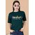 Wexam Style Women Green Printed Round Neck Short Sleeve Top