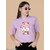 Wexam Style Women Lavender Printed Round Neck Short Sleeve Top