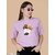 Wexam Style Women Lavender Printed Round Neck Short Sleeve Top