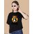 Wexam Style Women Black Printed Round Neck Short Sleeve Top
