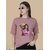 Wexam Style Women Pink Printed Round Neck Short Sleeve Top