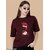 Wexam Style Women Maroon Printed Round Neck Short Sleeve Top