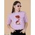 Wexam Style Women Lavender Printed Round Neck Short Sleeve Top