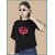 Wexam Style Women Black Printed Round Neck Short Sleeve Top