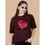 Wexam Style Women Maroon Printed Round Neck Short Sleeve Top