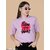 Wexam Style Women Lavender Printed Round Neck Short Sleeve Top