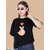 Wexam Style Women Black Printed Round Neck Short Sleeve Top