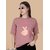 Wexam Style Women Pink Printed Round Neck Short Sleeve Top