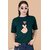 Wexam Style Women Green Printed Round Neck Short Sleeve Top
