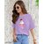Wexam Style Women Lavender Printed Round Neck Short Sleeve Top