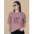 Wexam Style Women Pink Printed Round Neck Short Sleeve Top
