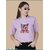 Wexam Style Women Lavender Printed Round Neck Short Sleeve Top