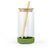IMECO ECO CRYST Glass Sipper Bottle (500 ml, Light Green) Borosilicate Glass with Bamboo Lid and Straw, BPA-Free