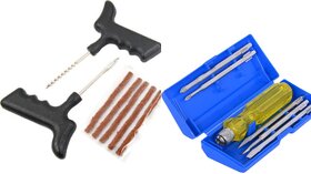 combo pack New (Tubeless Tyre Puncture Repair Kit (Assorted)) and 5 IN 1 COMBINATION SCREWDRIVER SET (PACK OF 5)