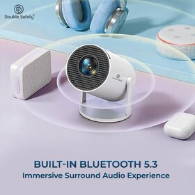 Smart LED Projector 720p HD, 2000 Lumens, Built-in Apps, Rotatable, Screen Mirroring, 3W Speaker  White