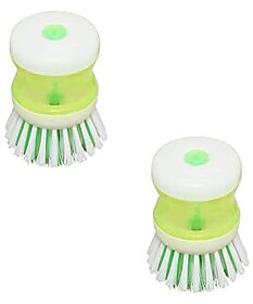 Printzkala Cleaning Brush with Soap Dispenser - Kitchen Scrub Brush for Dishes Sink Utensils and Household Cleaning Pack of 2