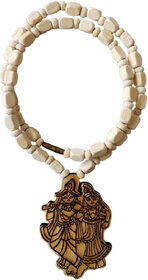 Radha Krishan Tulsi Mala Wood Locket 100% Original Beads Wood Chain Beads Wood Necklace